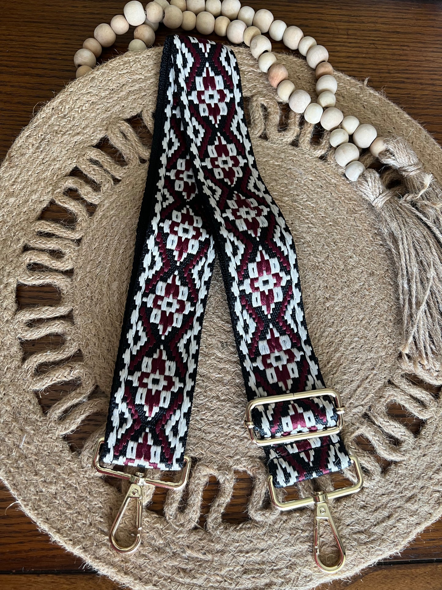 Aztec Crossbody Strap-Maroon