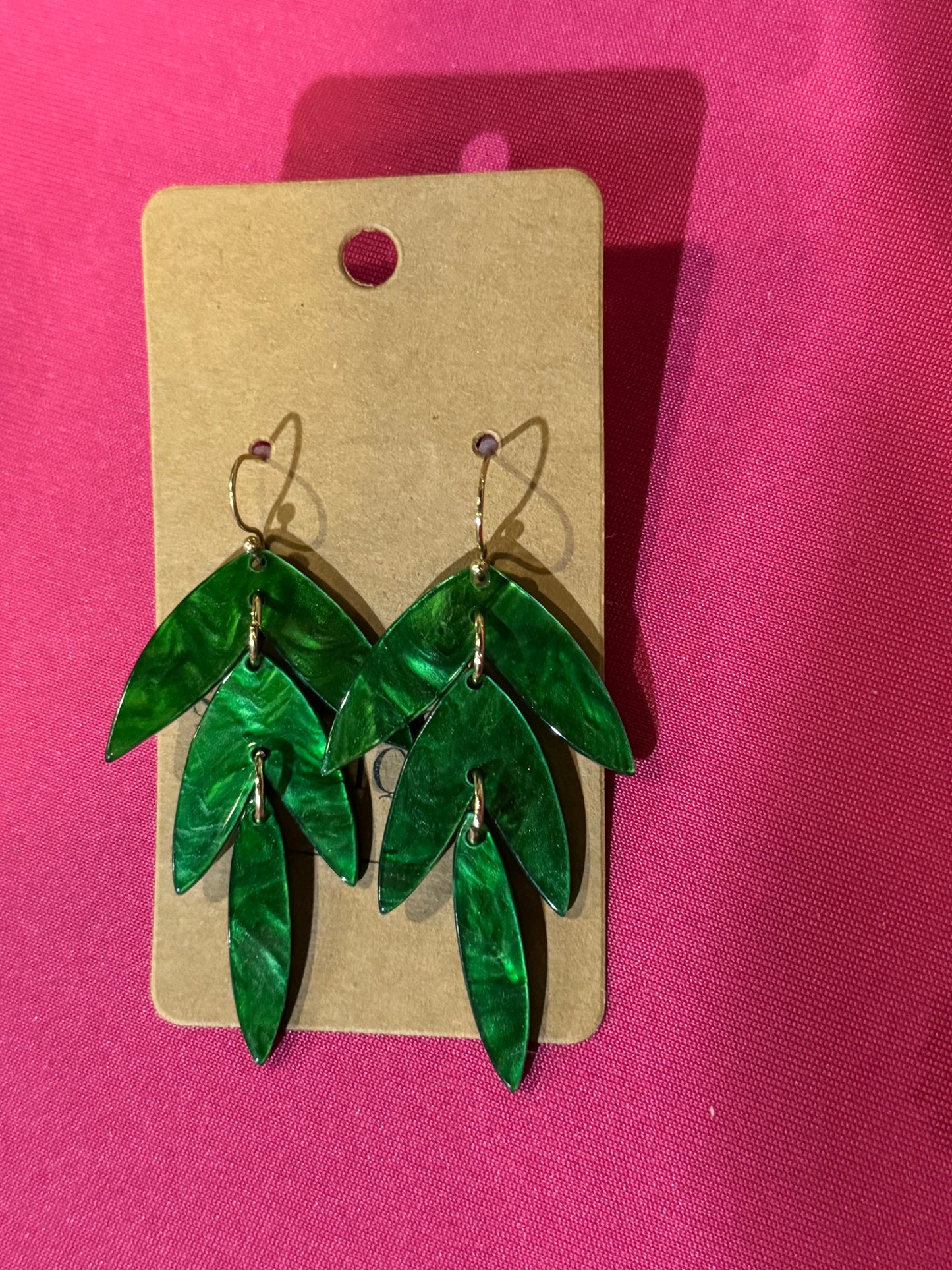 Green Stacked Earrings