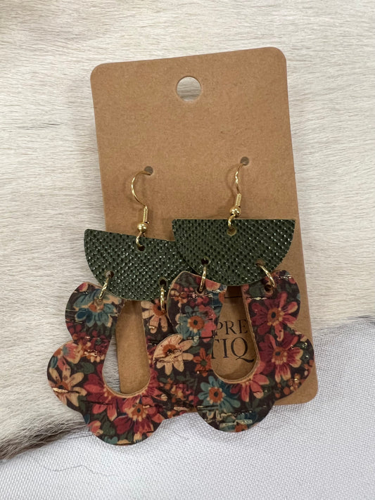 ￼Green Wildflower Earrings