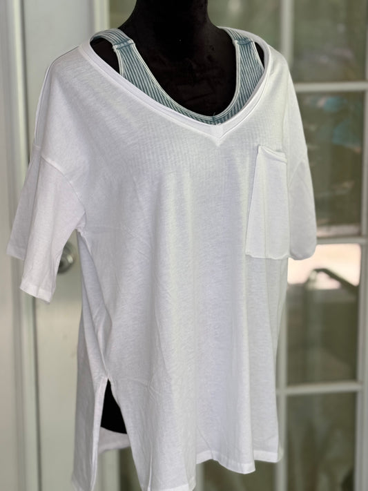White V Neck Tee