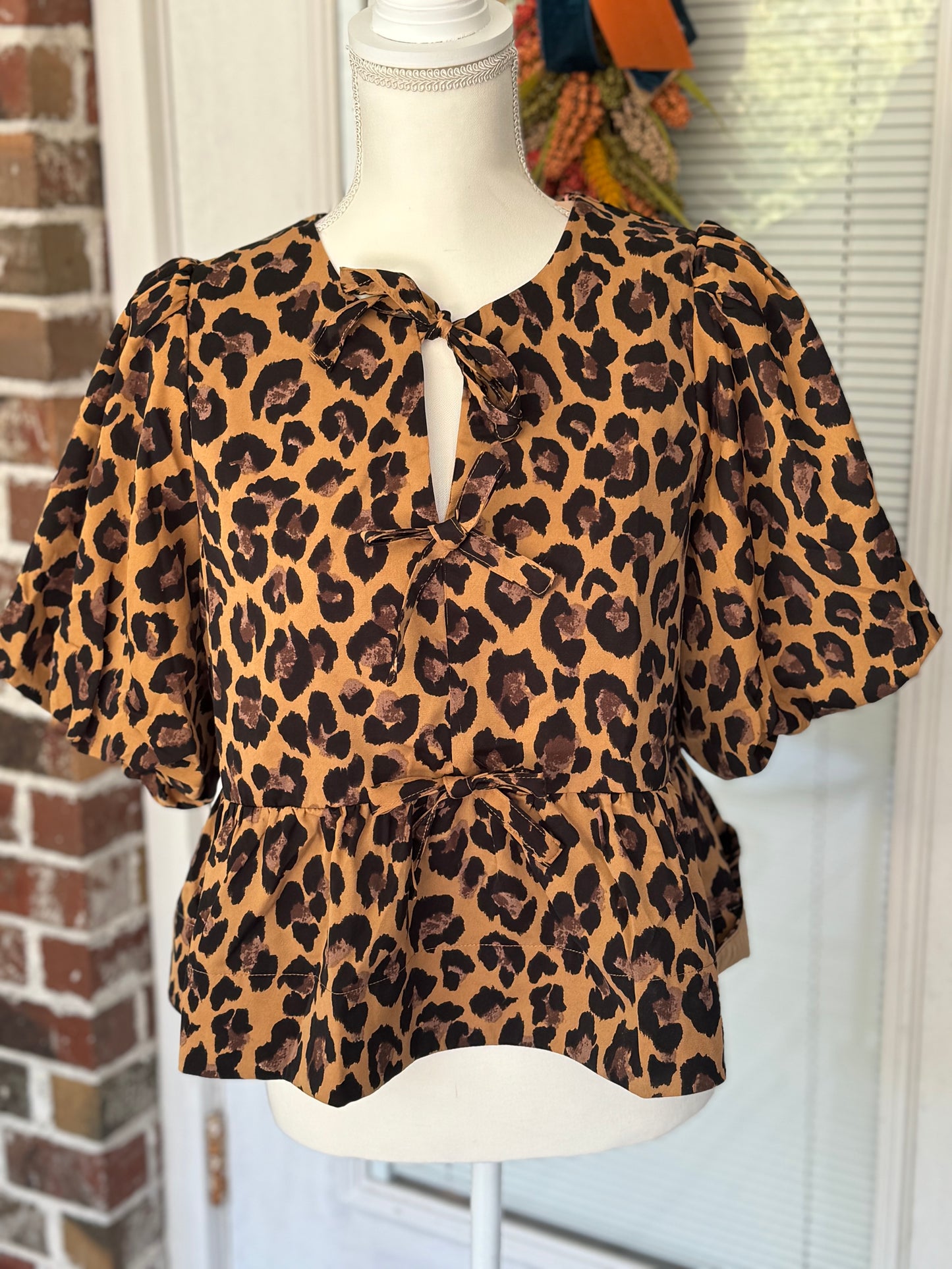 Leopard Tie Blouse