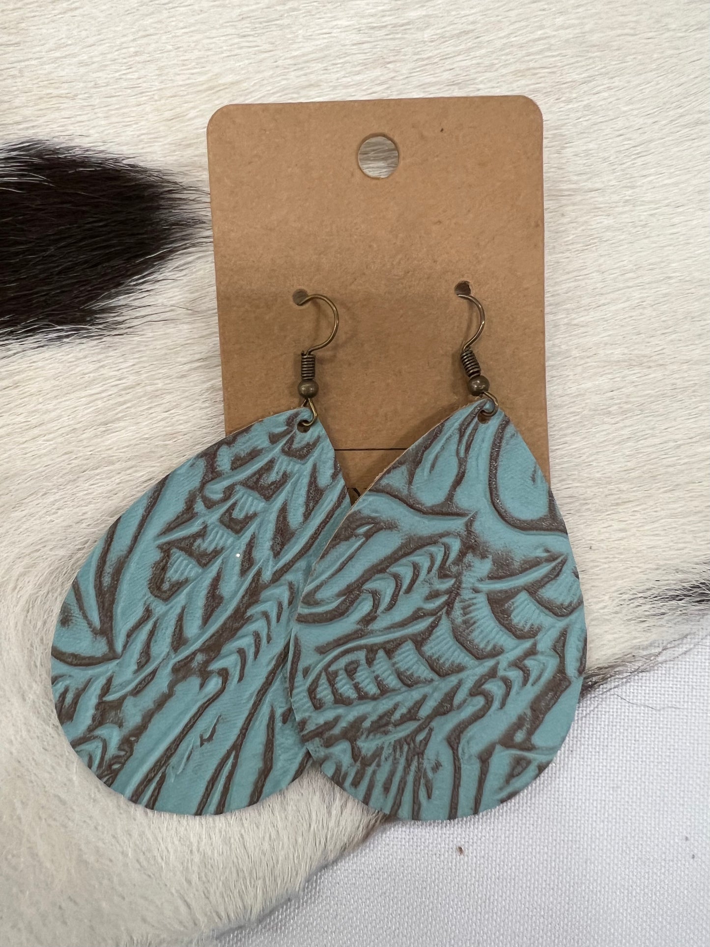 Turquoise Embossed Earrings