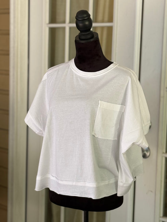 Exposed Seam Crop- White