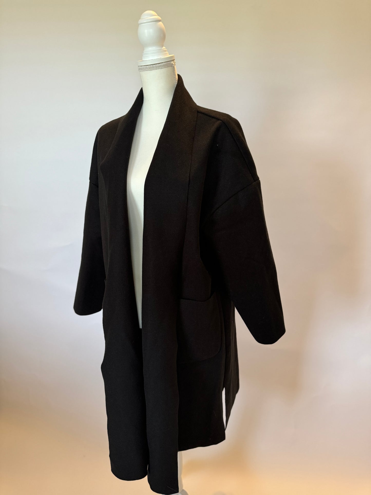 Open Front Coat- Black