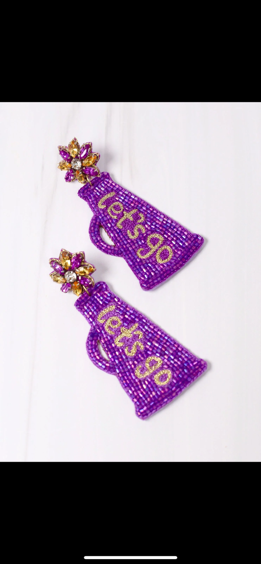 Megaphone Earring- PURPLE/GOLD