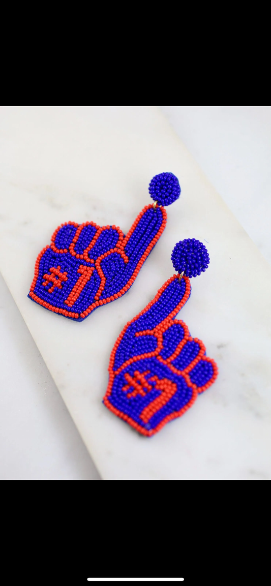 Stadium Foam Finger Beaded Earring