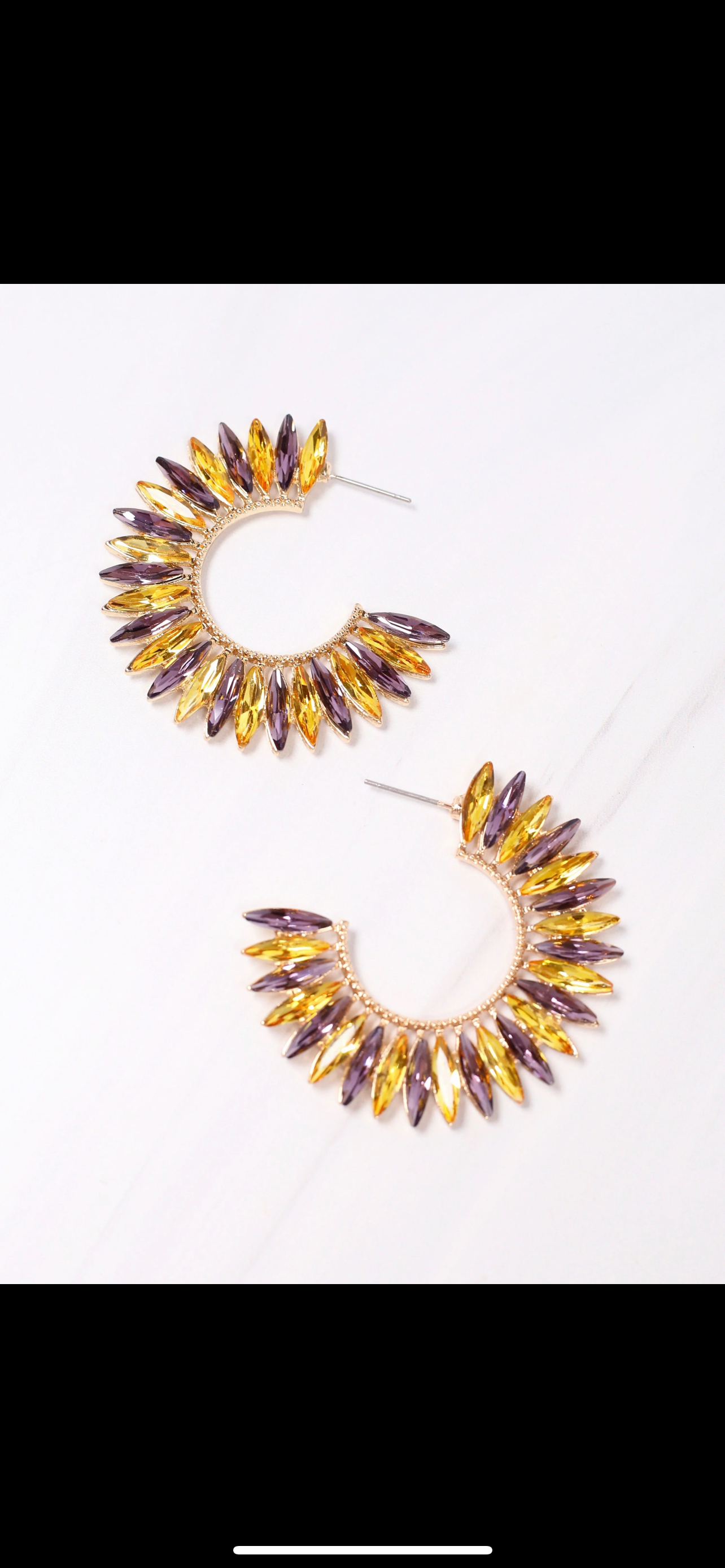 Two Tone CZ Hoops- PURP/YLW