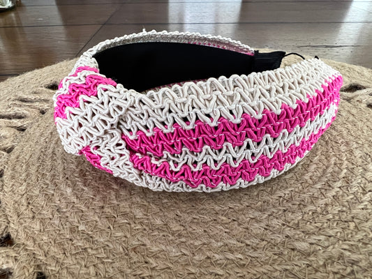 Pink Striped Knot Headband