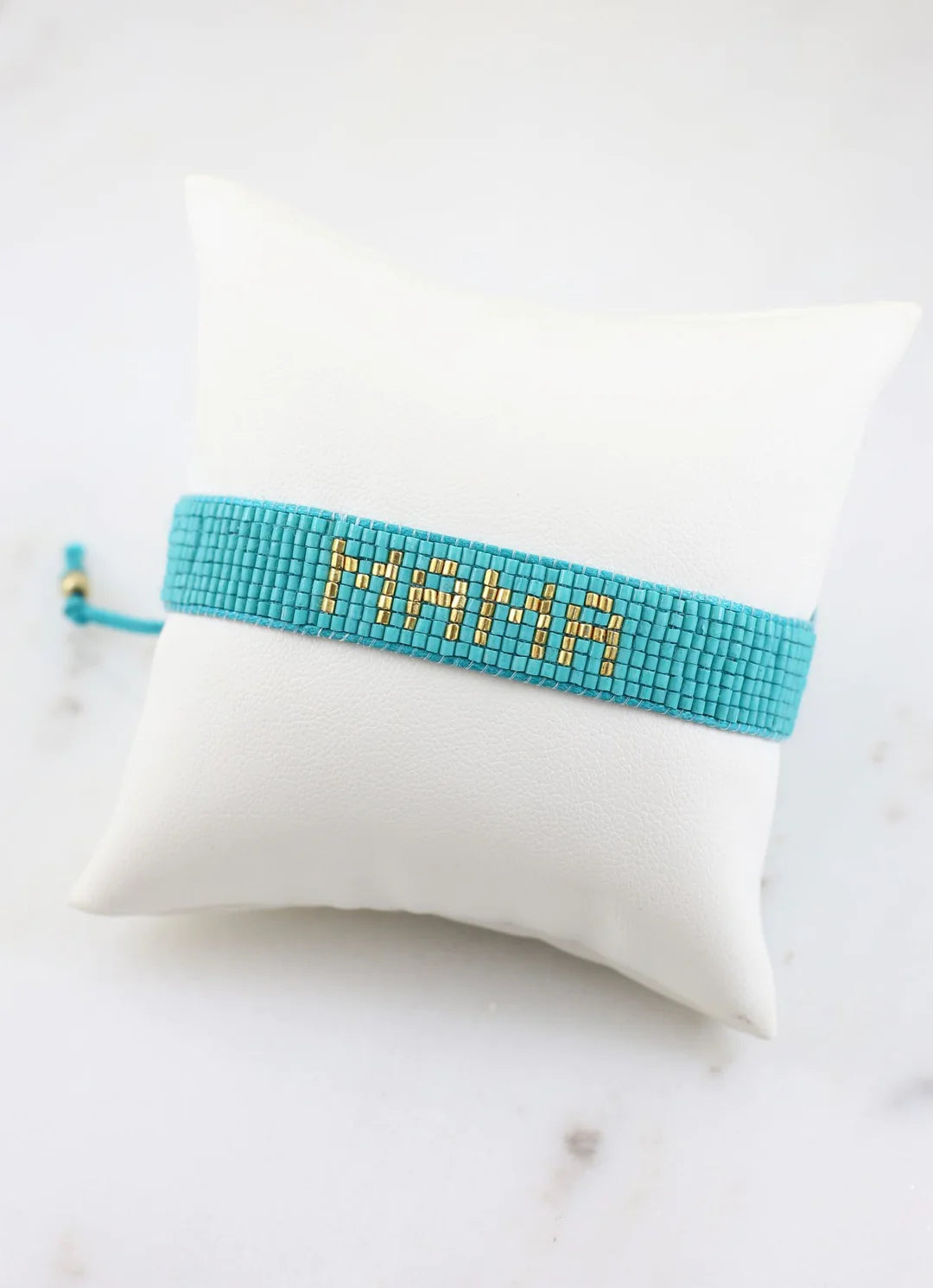 Beaded ‘Mama’ Bracelet- Aqua